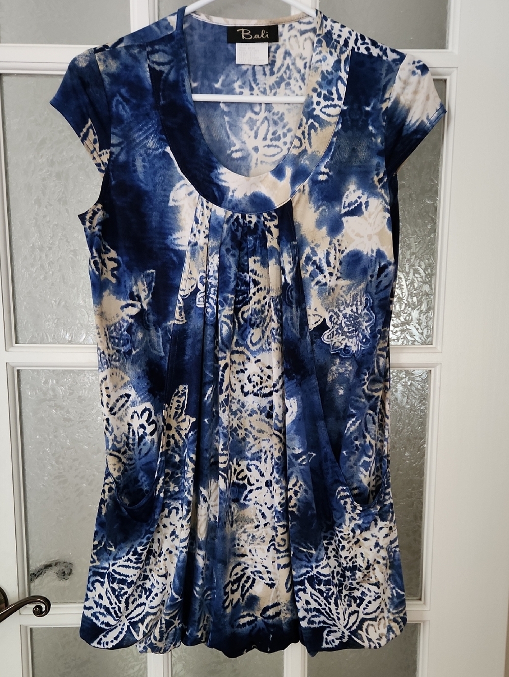 2 for 25$***Bali Blue and White Floral Beach Mini Cover-up Dress/ Made In Canada